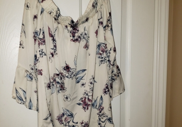 Off The Soulder White Top with Flowers