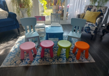 Children’s chairs stools and night stand