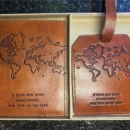 (NWOT) Embossed Leather Passport Holder/Cover with Luggage Tag