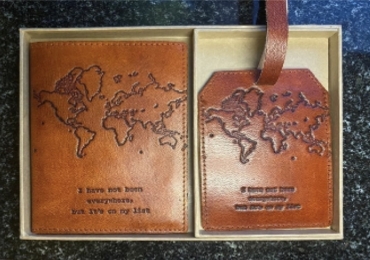 (NWOT) Embossed Leather Passport Holder/Cover with Luggage Tag